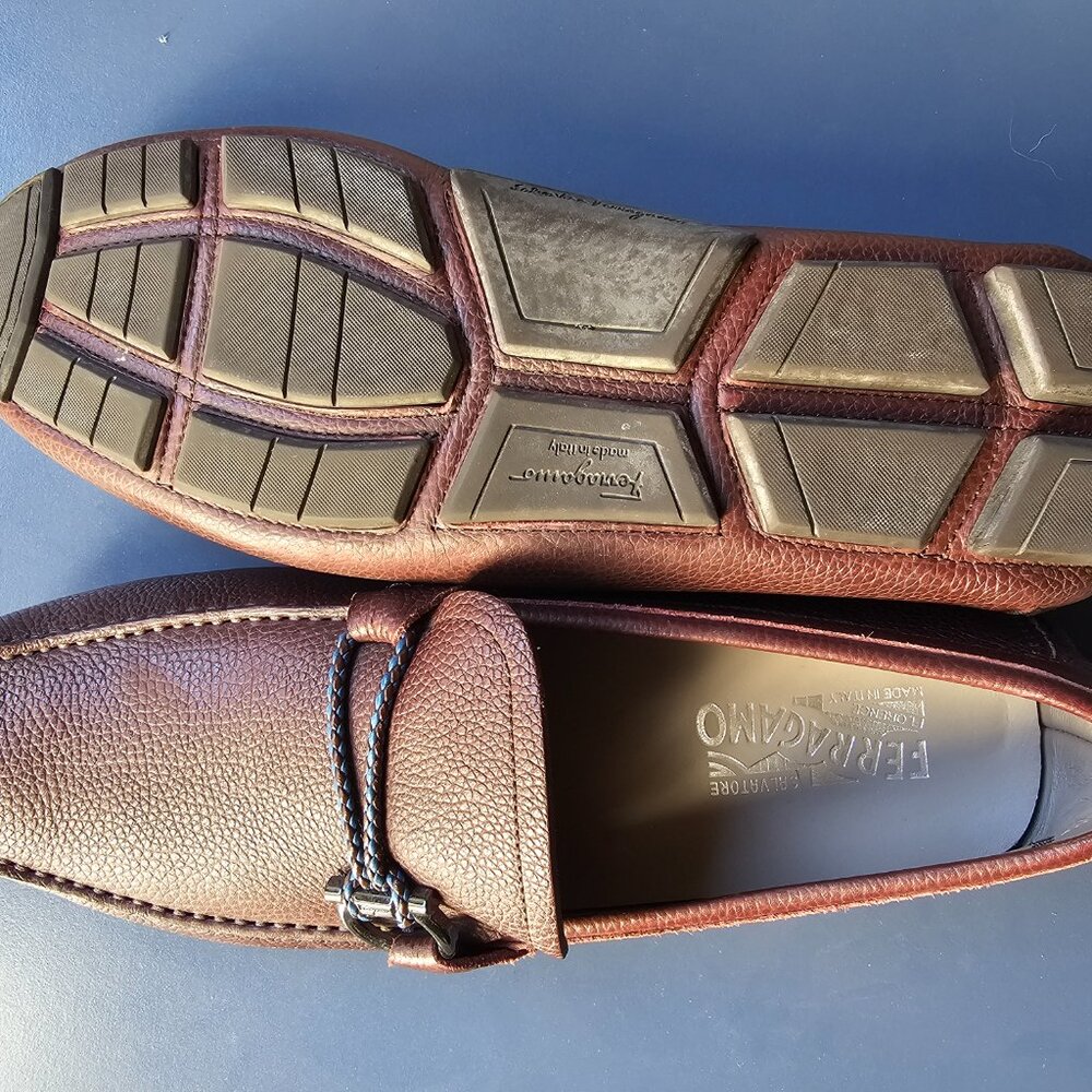 Ferragamo Men's Brown Driver with Gancini Ornament - Picture 3 of 3